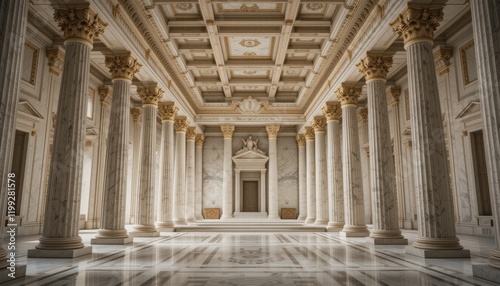 Ancient greek architecture with pillars and a classical interior