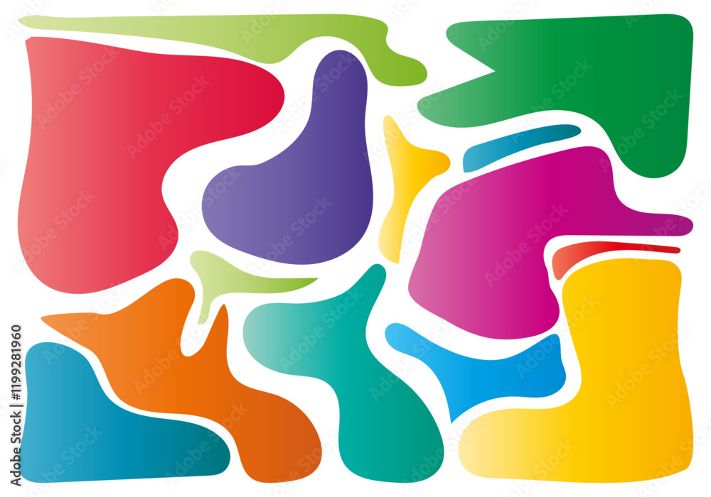 Fondo rectangular con formas irregulaes encajadas en colores degradados