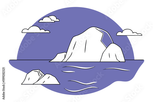 Isolated full big iceberg, flat style illustration