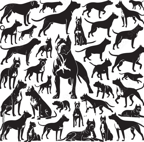 Pitbull dog vector illustration in black and white