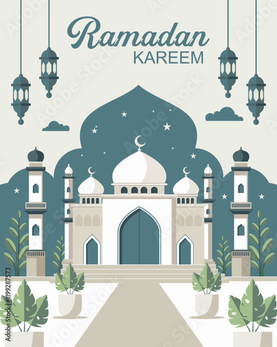 vector card design for Ramadan Kareem and Iftar Blessed Festival. Decoration sign for ramadan fasting greeting with Eid Mubarak Hari Raya, muslim, islamic holiday