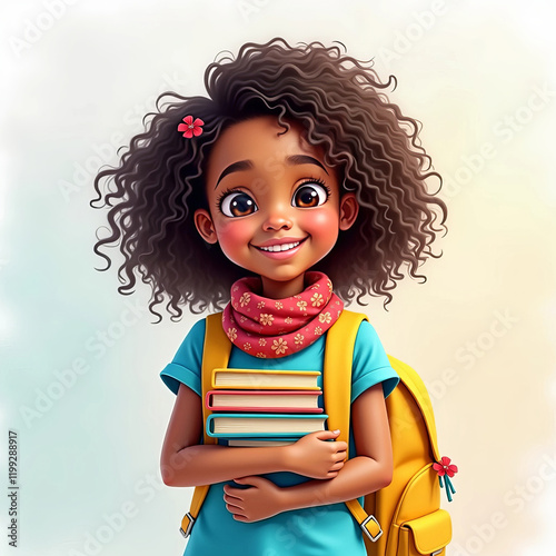 Happy Girl Holding Colorful Books – Perfect for Education  (7)