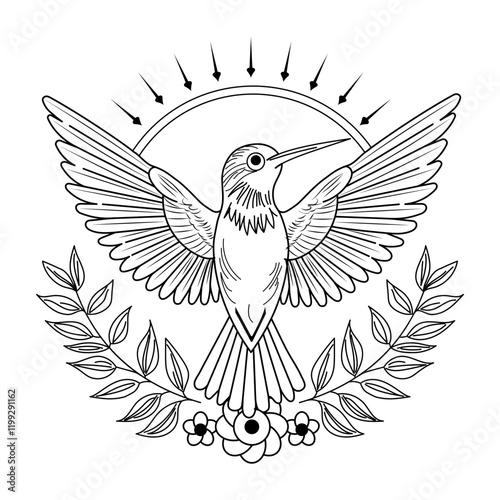 A vintage style illustration of hummingbird haven