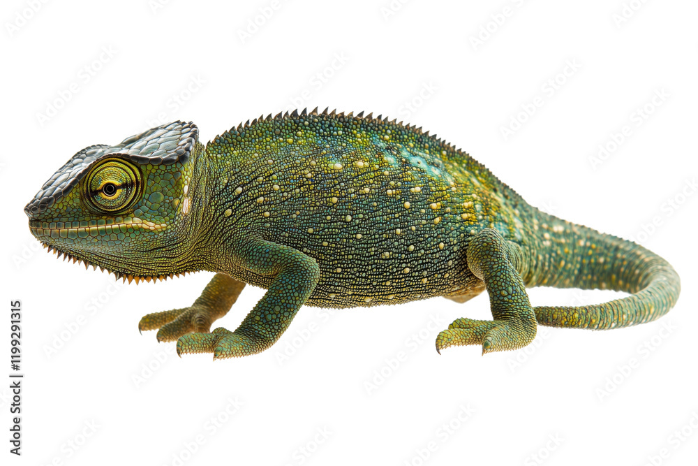 Obraz premium a chameleon , side view, isolated on transparent background