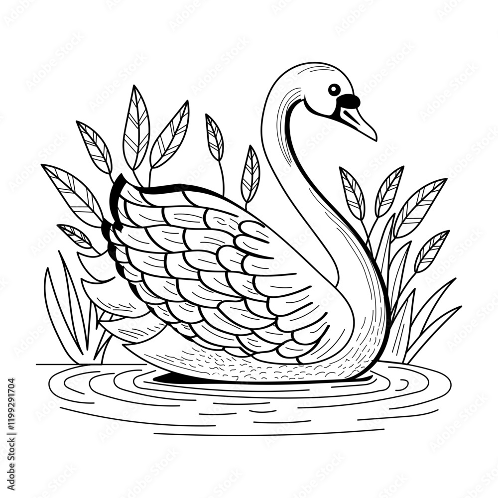 Obraz premium A vintage style illustration depicting an old swan