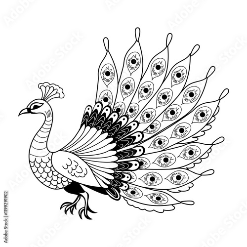 A solid icon of a peacock