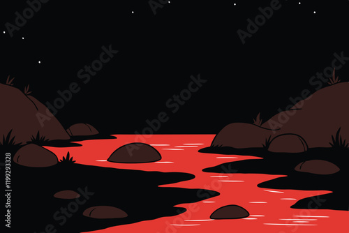 Wonderful night landscape vector illustration