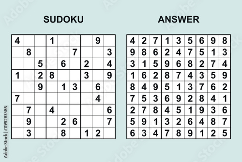 vector sudoku with answer 479, puzzle game with numbers