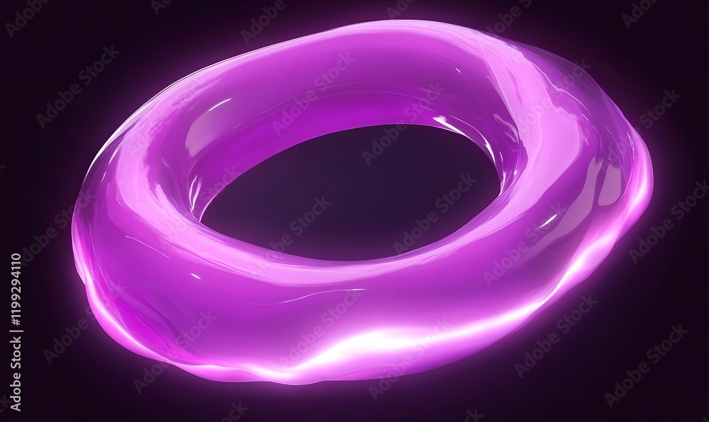 Glowing purple torus in dark space. Glowing purple torus in dark space.