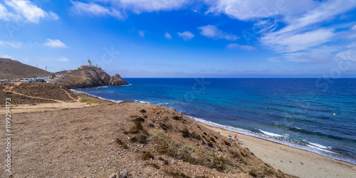 Beach of Corralete, Cabo de Gata-Níjar Natural Park, UNESCO Biosphere Reserve, Hot Desert Climate Region, Almería, Andalucía, Spain, Europe