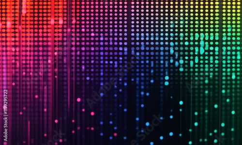 Wallpaper Mural Abstract pattern of colorful dots creating a gradient effect on a dark background. Torontodigital.ca