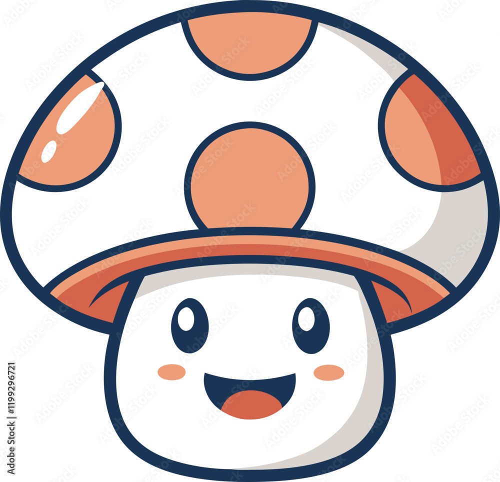 Cute Smiling Mushroom Minimalist Logo Design Cute Smiling Mushroom Minimalist Logo Design