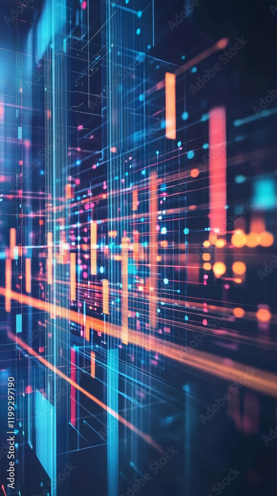 custom made wallpaper toronto digitalComplex network of colorful lines and glowing dots representing digital data flow in a futuristic cyberspace