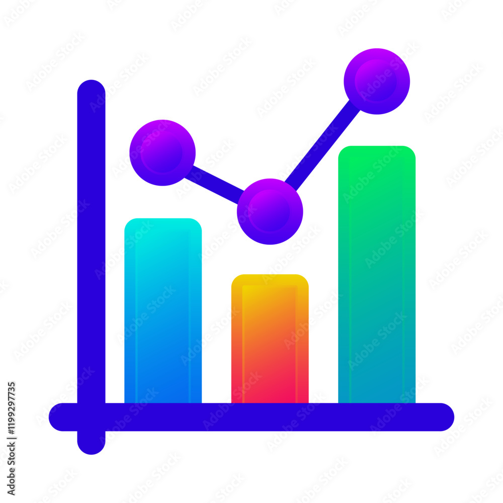 Business graph symbol, gradient color icon isolated Business graph symbol, gradient color icon isolated