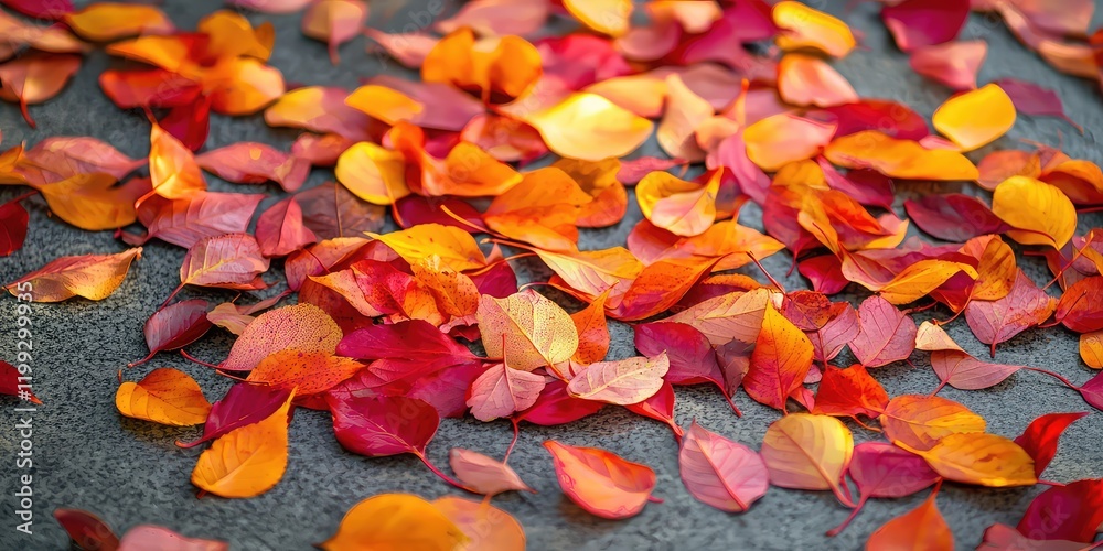 A collection of colorful autumn leaves in red, orange, and yellow hues, scattered on a clean surface. A collection of colorful autumn leaves in red, orange, and yellow hues, scattered on a clean surface.