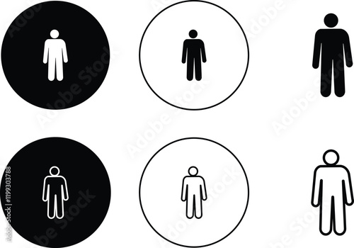 Male and female bathroom or restroom sign flat and line icon set. Toilet symbol black vector collection isolated on transparent background. Girls and boys restrooms sign wc, lavatory for app and web.