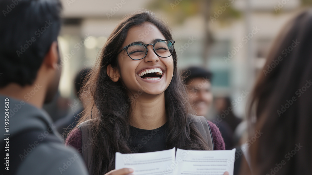 Students Celebrating Relief After Exam Outside Exam Center