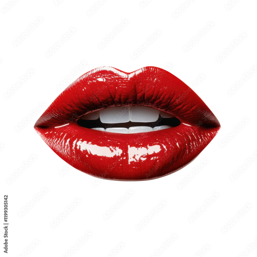 Obraz premium Bold red lips with a glossy finish 