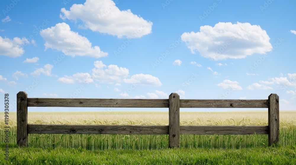 Rural Wooden Fence in Field Rural Wooden Fence in Field