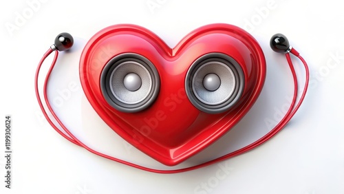 A heart-shaped speaker with earbuds attached , music, music lover,  music, music lover, gadget photo