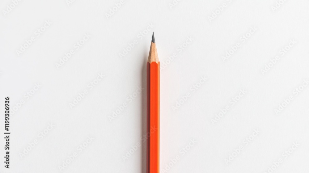 Close-up of a sharpened orange pencil on white background. Close-up of a sharpened orange pencil on white background.