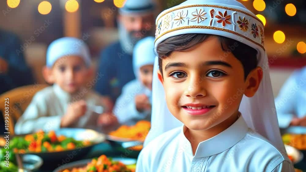 Close-Up Portrait of a Young Boy in Eid al-Fitr Celebration Close-Up Portrait of a Young Boy in Eid al-Fitr Celebration