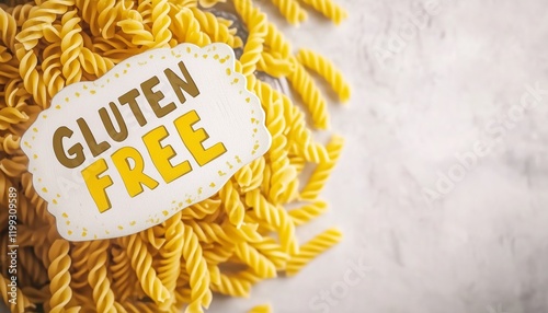 Spiral pasta gluten free  flour for healthy ingredient for daily food photo