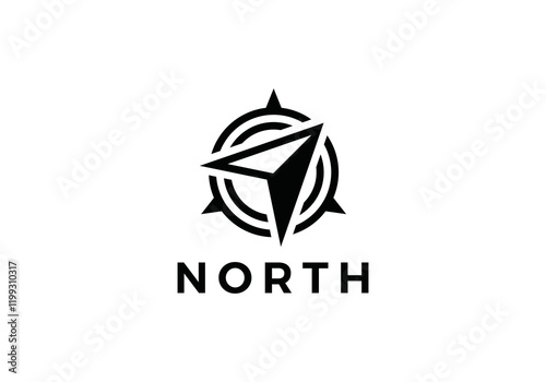 compass north simple modern logo design template	
