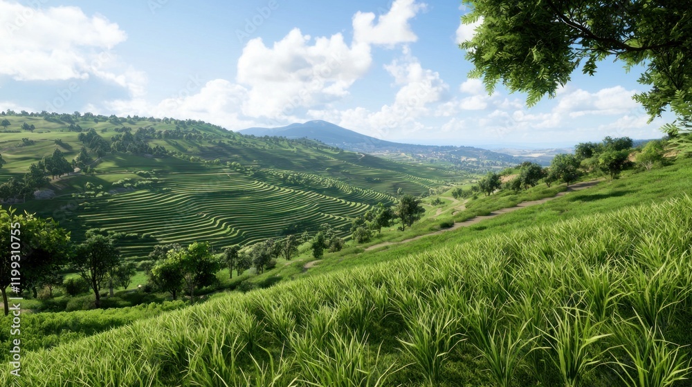 Obraz premium Serene Hillside Landscape