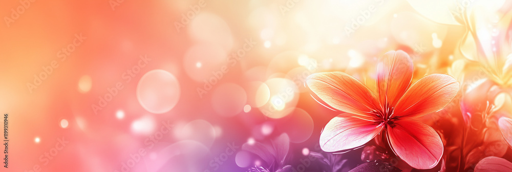 Fototapeta premium Bright And Vibrant Floral Scene With Abstract Bokeh