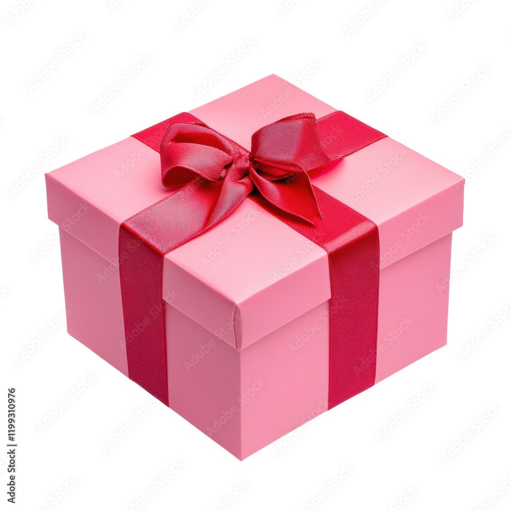 Elegant gift box wrapped in pink and red ribbon Elegant gift box wrapped in pink and red ribbon