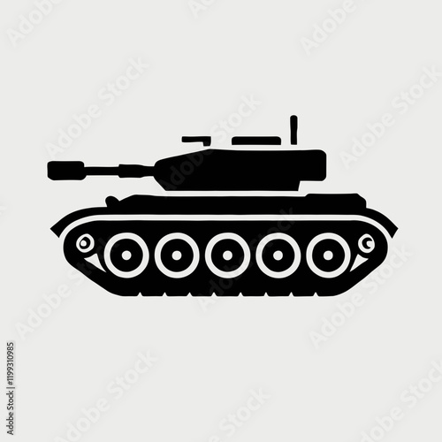 Tank silhouette in black on a white background