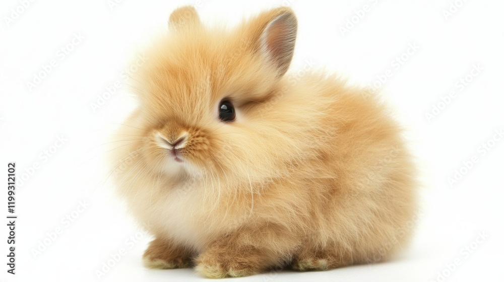 A fluffy rabbit sitting with its ears perked up, perfectly isolated on a clean white background, A fluffy rabbit sitting with its ears perked up, perfectly isolated on a clean white background,