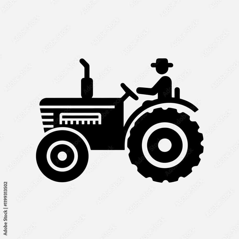 Tractor silhouette in black on a white background Tractor silhouette in black on a white background