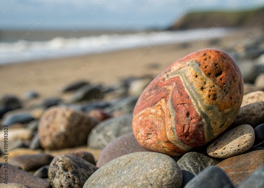 Unique Whitby Beach Pebble - Striking Coastal Stone, North Yorkshire, England - September 3, 2016 Unique Whitby Beach Pebble - Striking Coastal Stone, North Yorkshire, England - September 3, 2016