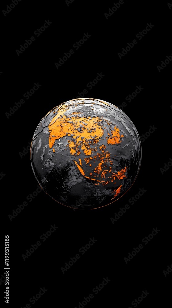 Digital technology orange and black rotating planet poster background Digital technology orange and black rotating planet poster background