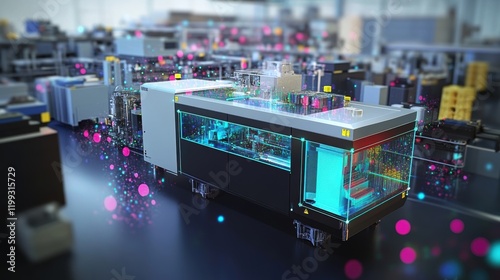 An image of a microfactorys compact injection molding machine surrounded by an array of readytouse molds showcasing the efficiency of smallbatch production techniques. photo