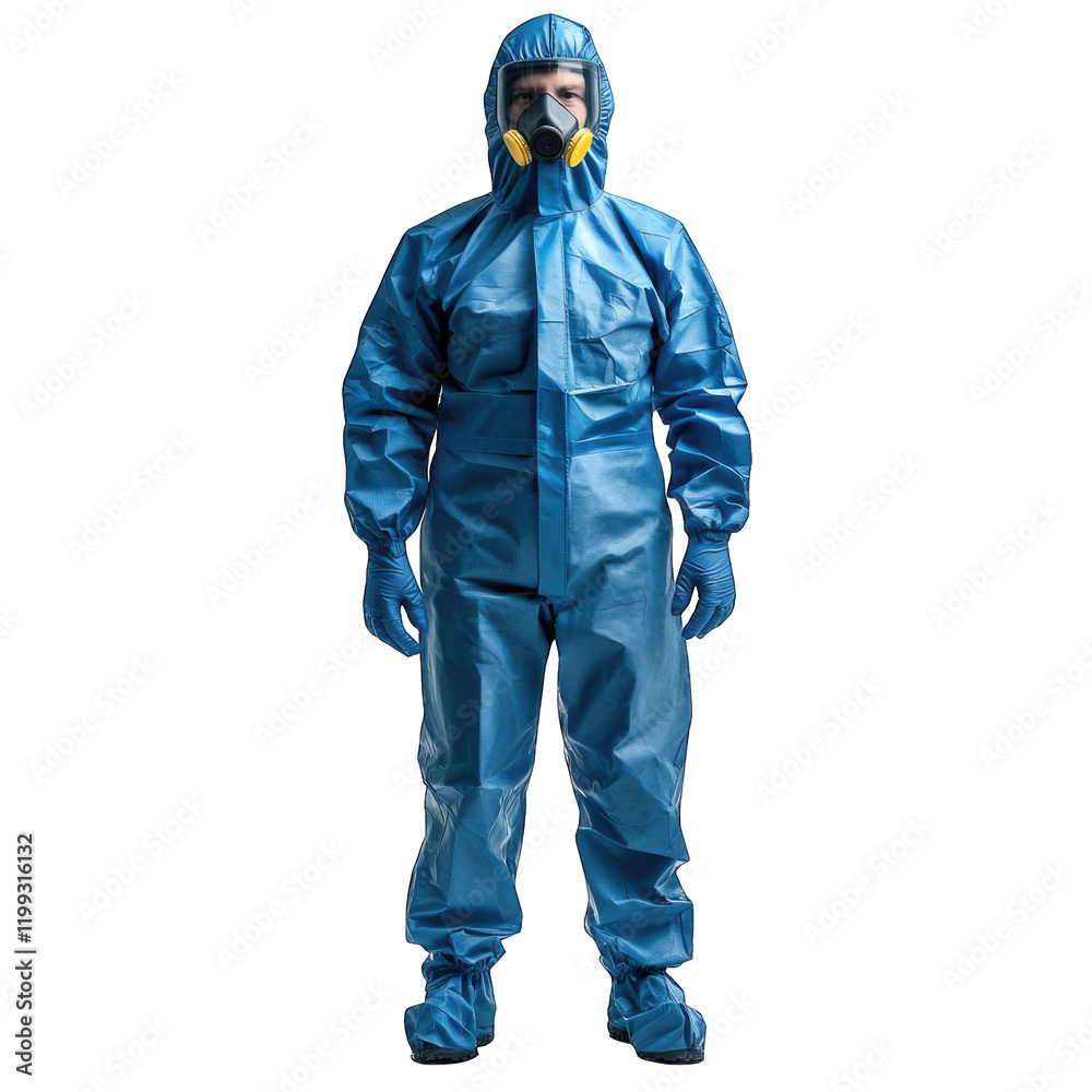 Protective suit worn by individual for safety in hazardous environments isolated on transparent background, PNG Protective suit worn by individual for safety in hazardous environments isolated on transparent background, PNG