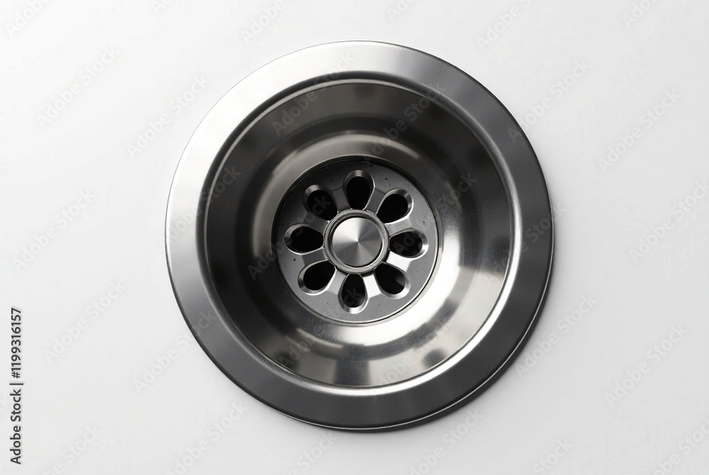 Stainless Steel Sink Drain Hole Top View - 3D Render Stainless Steel Sink Drain Hole Top View - 3D Render