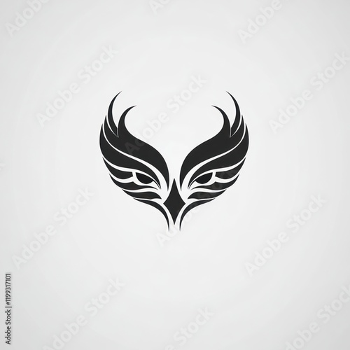 Stylized bird wings design, graphic art, isolated background, vector illustration, logo design photo