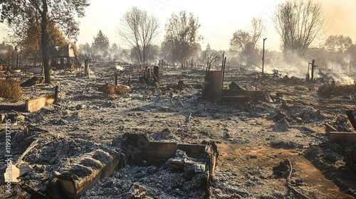 The land was in ruins after the fire photo