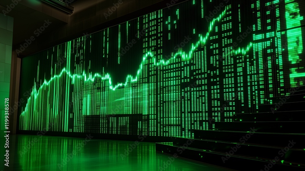 Fototapeta premium Economic growth graph creative abstract modern 3D background green toned.