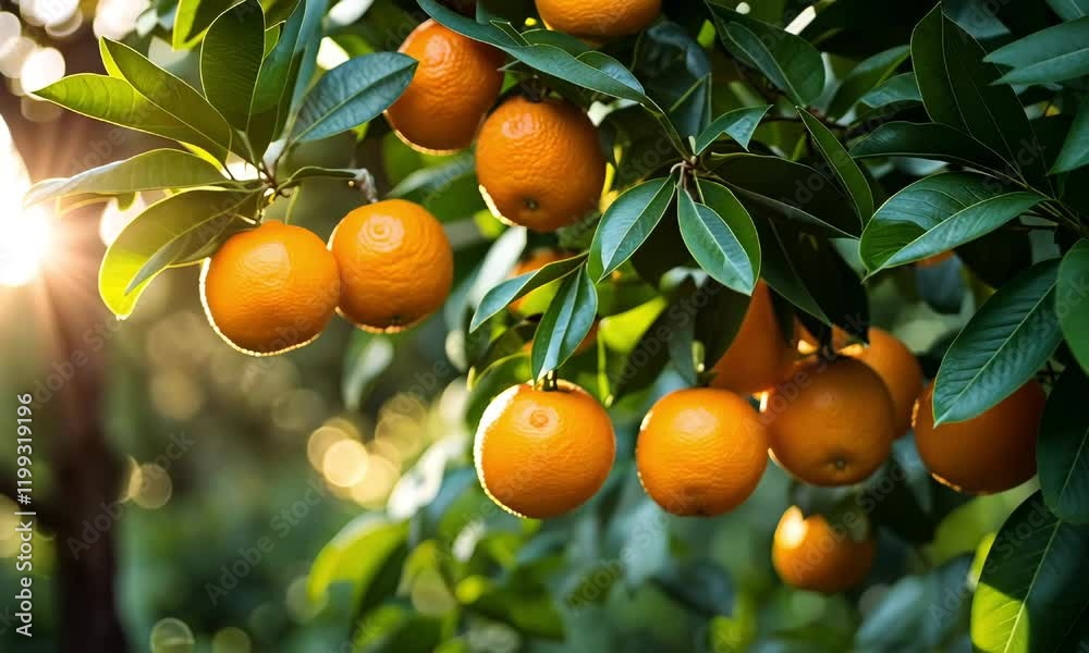 Fresh Orange on Tree Branch Fresh Orange on Tree Branch