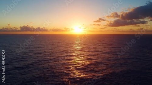 Serene Sunset over the Ocean: A Breathtaking Aerial View