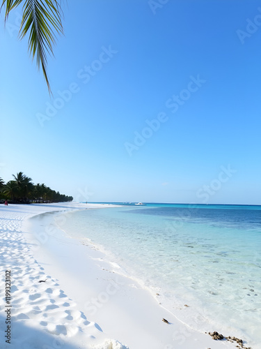 Palm fringed white sand beach, Agatti Island, Lakshadweep archipelago, photo