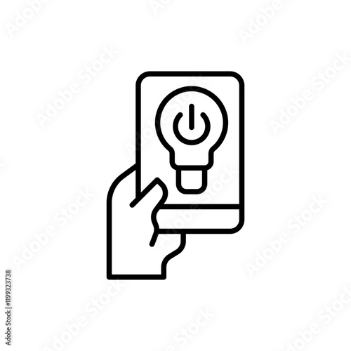 Smart lightbulb outline icons, minimalist vector illustration ,simple transparent graphic element .Isolated on white background
