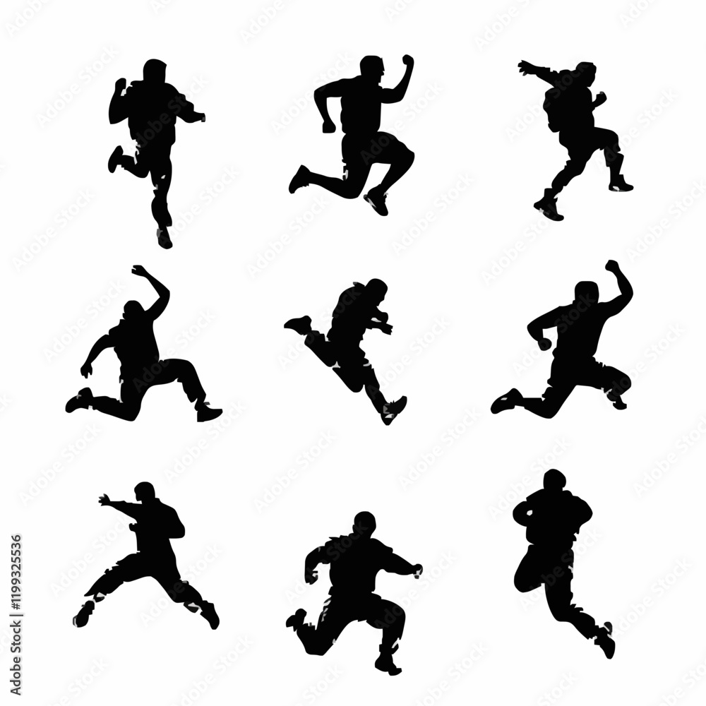 10 black simple silhouette depictions of humans performing various professional activities on a white background 10 black simple silhouette depictions of humans performing various professional activities on a white background