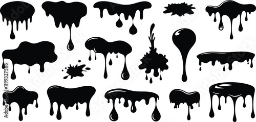 Ink blots and drips vector set vector illustration