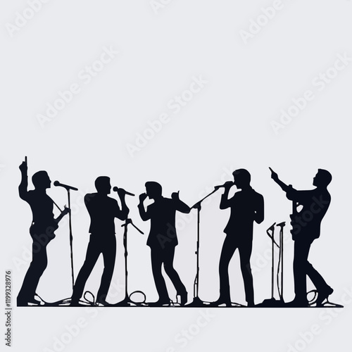 10 black simple silhouette depictions of humans performing various professional activities on a white background