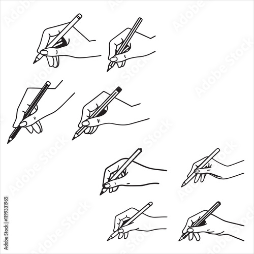 set of vector various pencil, pen silhouettes